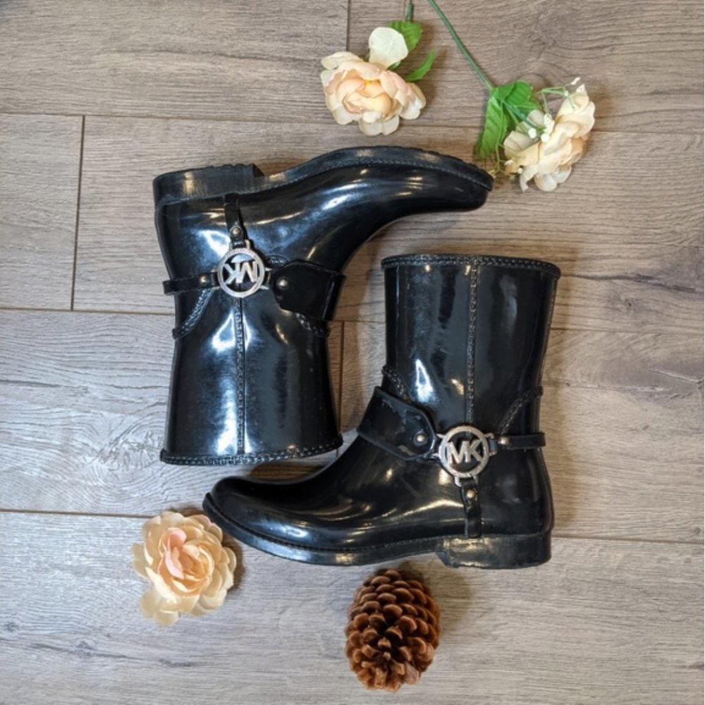 MICHAEL KORS MK BLACK WATERPROOF RAIN BOOTS